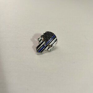 Pinmart Thin Blue Line American Flag Skull Enamel Metal Backed Patriotic